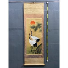 逄绍峰，七十年代工笔花鸟画中堂《荷塘鸳鸯图》国画书法古玩字画装饰挂