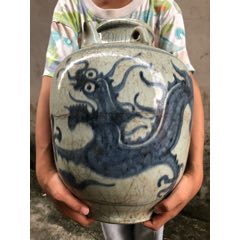 HB1857清中乾隆夔龙纹青花香炉_青花瓷_广东松古堂【7788旧书网】
