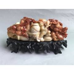 清代老寿山石白田黄印章【张照】款，尺寸2.5-2.2厘米重41.8克，包老保