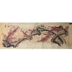 王柯，工笔花鸟画《茶花小禽图》国画书法古玩字画装饰挂画。绢本绫裱_