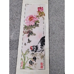 鳥 画賛 紙本掛軸 中国？ 作者不詳 次言？次公筆 印刷】《宫本武藏枯木鸣鵙图》7212书画挂轴日本回流字画工艺画_花鸟