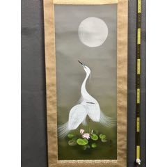 慧儿，七十年代工笔花鸟中堂《富贵万年图》国画书法古玩字画装饰挂画