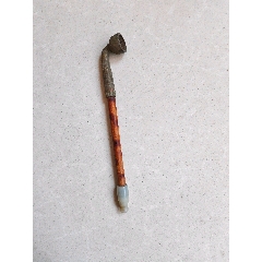 清代白铜老烟袋精致旱烟袋小烟斗牛皮老烟包烟杆古董烟具包老_水烟壶