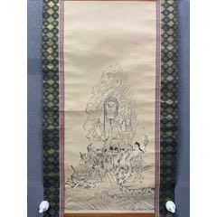 良宽，木版水印名品复制书法茶挂《良宽诗》国画书法古玩字画装饰挂画