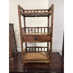 老黄花梨家具古董老木器清代海黄插屏风多宝阁博古架明清老家具_木架