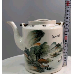 五十年代粉彩山水茶壶-茶壶-7788红宝书