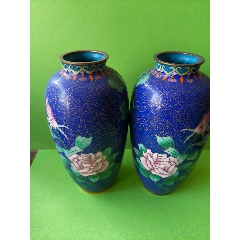 晚清民国铜胎掐丝珐琅二龙戏珠纹观赏瓶_其他景泰蓝/珐琅_流云堂【7788