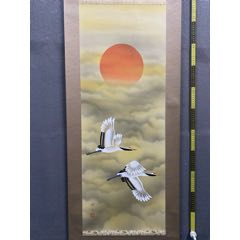 慧儿，七十年代工笔花鸟中堂《富贵万年图》国画书法古玩字画装饰挂画