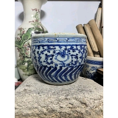 HB1242清中期缠枝莲青花茶碗_青花瓷_喜堂古玩收藏【7788旧书网】