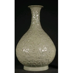 宋時代　青磁 湖田窯 刻牡丹蓮花文瓶 壺 尊 水注　影青 青白磁(D-46) 宋時代 青磁 湖田窯 刻牡丹蓮花文瓶 壺 尊 水注 影青 青白磁(D-46