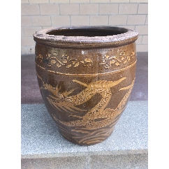 清中晚期哥釉铁锈花青花锦鸡牡丹双耳大瓶_酱釉瓷/紫金釉_吾爱吾藏