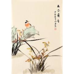韩宗湘，浙江籍中国台湾名家，水墨兰竹图《清影摇风》编号：824070808_