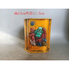 老黄花梨笔筒古董老家具明清老木器清代黄花梨海黄老笔筒文房雅器_笔筒