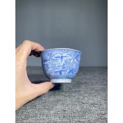 万扬堂陶艺青花瓷杯2只一对合售（口径55mm，高80mm）_青花瓷_三缘轩