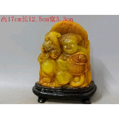 珍品庚寅年篆刻家【玉璇】刻石，寿山石田黄石雕刻【观音】摆件