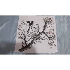 B48312号国画138×68cm作者：张辛稼国画写意花鸟樱花飞燕双燕图_花鸟