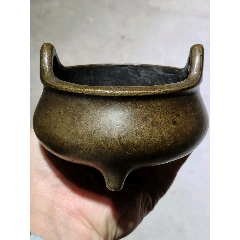 包老清代狮耳铜香炉保真_铜炉_民俗钱币一线货【7788红宝书】