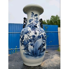 晚清豆青釉青花加白人物瓶_青花瓷_青花瓷迷【7788旧书网】