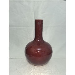 清乾隆红釉文房小天球瓶全品_红釉瓷_青花瓷迷【7788红宝书】