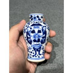 清康熙青花山水纹印泥盒下部分“大清康熙年制”_青花瓷_老虎头古玩店铺
