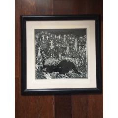50年代荣宝斋木刻水印齐白石遗作展览纪念卡-附钤遗作展印一枚齐白石钤