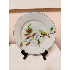 中国美術 古玩 萬花錦 飾り皿 江西景德鎮名瓷 清末至民国初景德镇瓷器黄锦丰造粉彩蓝牡丹花卉碟真品_旧瓷器_江海博物