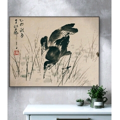 八大山人纸本立轴（猫戏双鱼图）_花鸟国画原作_古韵文房馆【7788旧书网】
