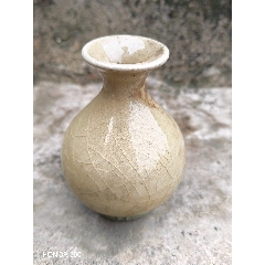 景德镇建国瓷厂黄釉堆白梅花天球瓶_黄釉瓷_怀旧时光古玩店【7788旧书网】