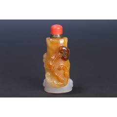 青花釉里红人物鼻烟壶，底款“康熙年制”_旧鼻烟壶_程饶金【7788旧书网】
