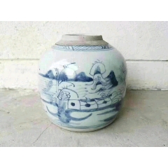 清代西厢记人物故事图青花壶（图案精美生动、珍惜罕见）_青花瓷_万岁堂