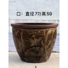 清末民初大号荷花缸，鱼缸，庭院门海。品相一流，完整无修。-水族用品