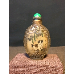 天然石 瑪瑙 鼻煙壺「花鳥」 莲花花鸟鼻烟壶_旧鼻烟壶_玉香亭【7788红宝书】