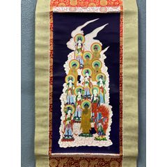 松尾芭蕉，日式俳画名品印刷复制《秋菊图》国画书法装饰挂画。纸本绫裱