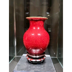 清代霁红釉天球瓶-红釉瓷-7788收藏