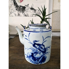 清代青花双龙戏珠大笔洗，口径22x12厘米_青花瓷_炳煌堂【7788挂钟收藏】