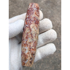 藏传带朱砂双财神绿象雄天珠47*13毫米_天珠_珠颜不改【7788红宝书】