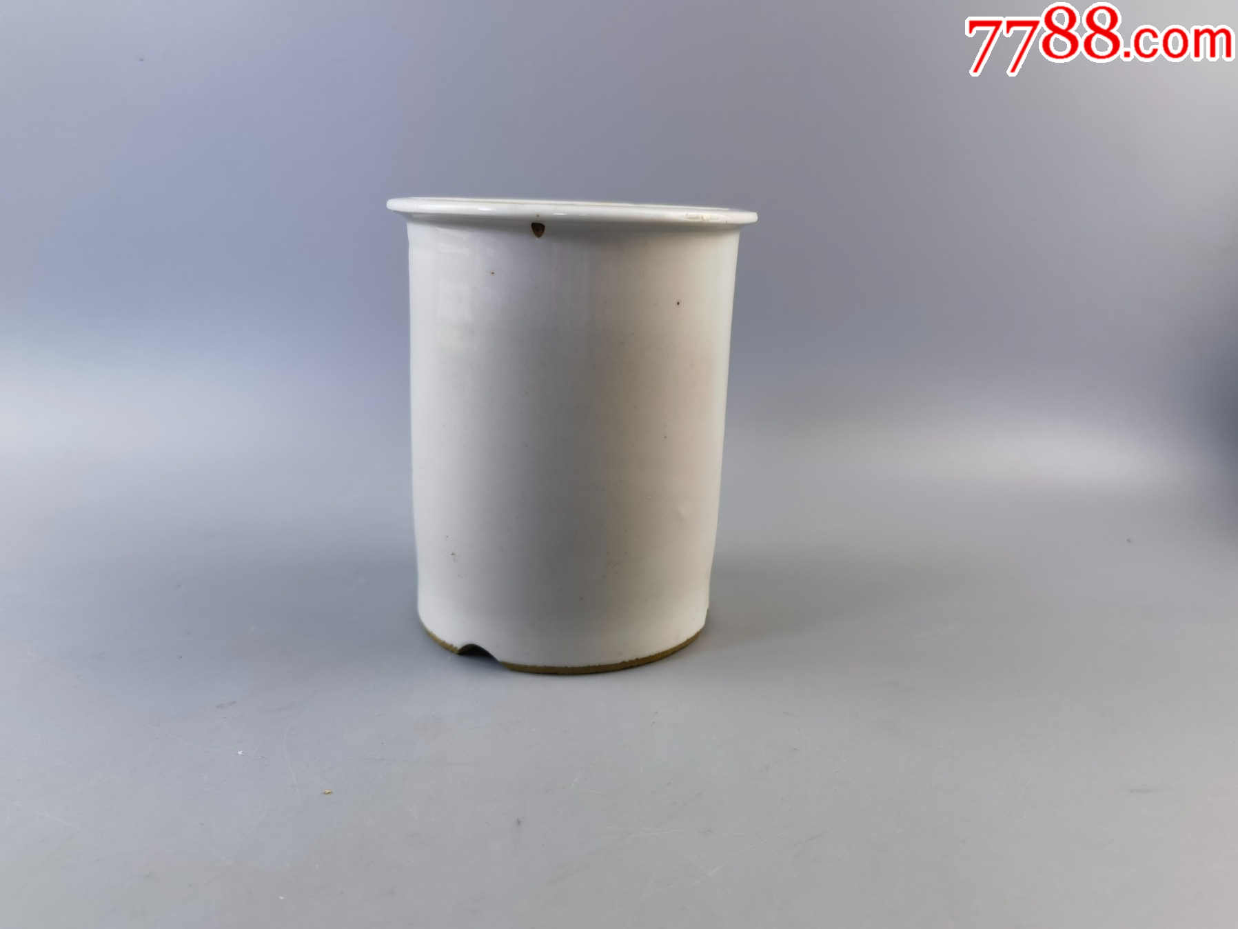 八十年代白釉笔筒-单色白瓷-7788旧书网