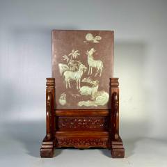 老漆器屏风古董老家具清代大清乾隆年制剔红雕漆挂屏明清家具挂件-木