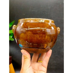 清哥釉铁骨泥观音瓶截口，傻开门高20.5厘米_酱釉瓷/紫金釉_大柳树旧货