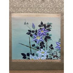 慧儿，七十年代工笔花鸟中堂《富贵万年图》国画书法古玩字画装饰挂画