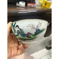 HB3886民国松鹤延年珊瑚红描金茶盖碗_旧瓷器_广东松古堂【7788旧书网】