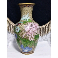 日本七宝烧｜安藤七宝店谨制｜铜胎珐琅｜花卉挂屏｜日式茶室装饰_其他