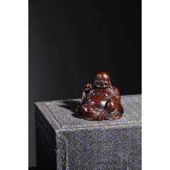 竹根雕布袋和尚坐像高7.8cm，长9.5cm，宽8.5cm-竹雕像-7788旧书网
