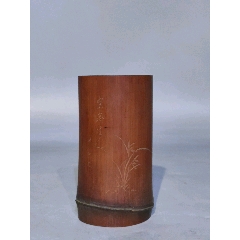 清代竹雕诗文人物笔筒-竹雕笔筒-7788旧书网