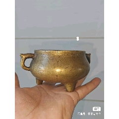 玉堂精玩款·铜胎洒金双耳香炉_铜炉_轩德收藏【7788挂历收藏】