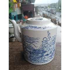 清中期豆青釉加白孔雀牡丹纹青花掸瓶一支_青花瓷_古玩于的店【7788旧书网】