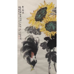 鹌鹑芭蕉纯手绘水墨书画李苦禅画心尺寸45*68_花鸟国画原作_珍品书画苑