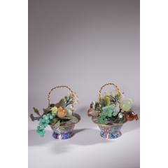 工芸品 『清・銅製・景泰藍・琺瑯彩・七寶燒・花卉紋・高杯・酒杯・酒
