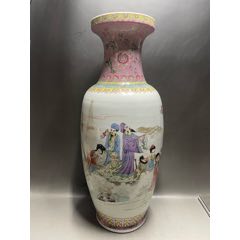 567瓷器／重工粉彩法口天球赏瓶-彩绘瓷/彩瓷-7788红宝书