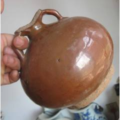 清哥釉铁骨泥观音瓶截口，傻开门高20.5厘米_酱釉瓷/紫金釉_大柳树旧货